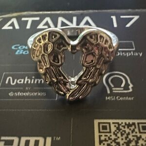 Silver Heart Wing Ring steel